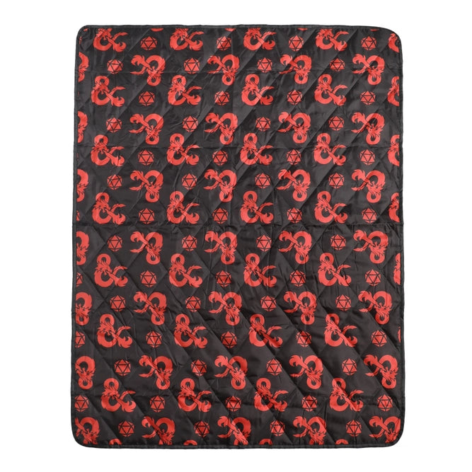 GN: D&D: Ampersand Logo AOP Black Waterproof Quilted Camping Blanket