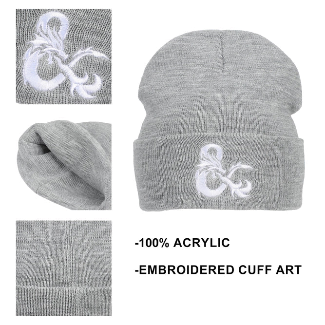GN: D&D: Ampersand Logo Beanie – Heather Gray Acrylic Knit