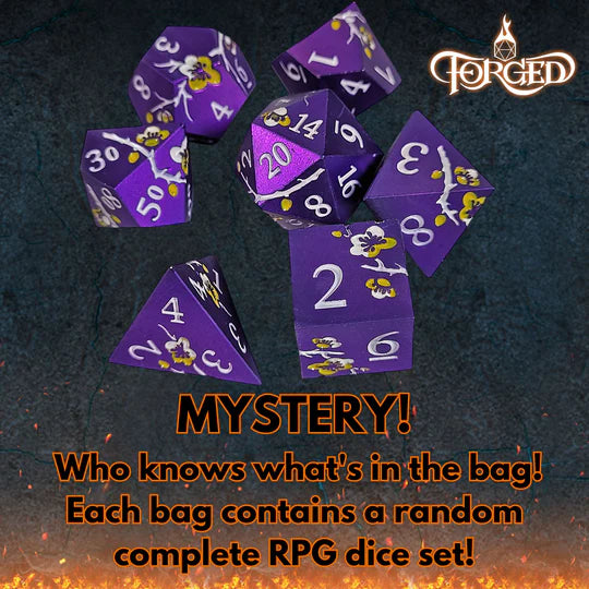 Mystery Metal RPG Dice Set of 7
